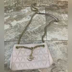 Michael Kors pink Quilted Shoulder Bag with Gold Chain